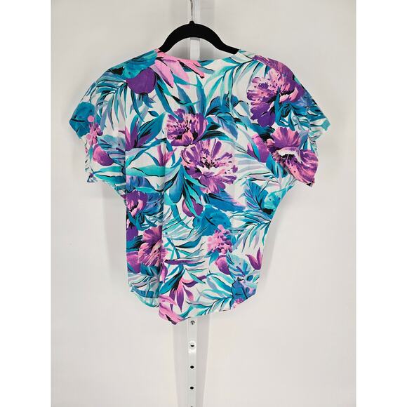 14th Place California Women's Round Neck Floral Short Sleeve Top Size 10 - Picture 4 of 4